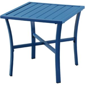 ZOTORUN Outdoor Steel Side Table End Table for Patio, Backyard, Pool, Indoor Companion, Easy Maintenance and Weather Resistant, Blue