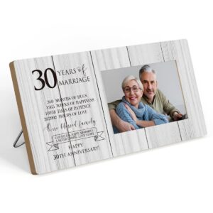 30th anniversary picture frame, 30th wedding anniversary for her him couple husband wife, happy 30th wedding anniversary decorations for wall desk tabletop shelf, 30 years wedding gift ideas 4