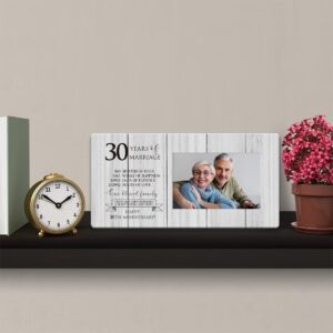 30th Anniversary Picture Frame, 30th Wedding Anniversary for Her Him Couple Husband Wife, Happy 30th Wedding Anniversary Decorations for Wall Desk Tabletop Shelf, 30 Years Wedding Gift Ideas 4