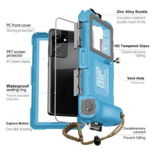 ShellBox Case Diving Case 2nd Gen for Phone/Samsung Galaxy Series, Universal Phones[4.9-6.9 Inch],Snorkeling[15m/50ft] Full Body Protector(Blue-Grey)