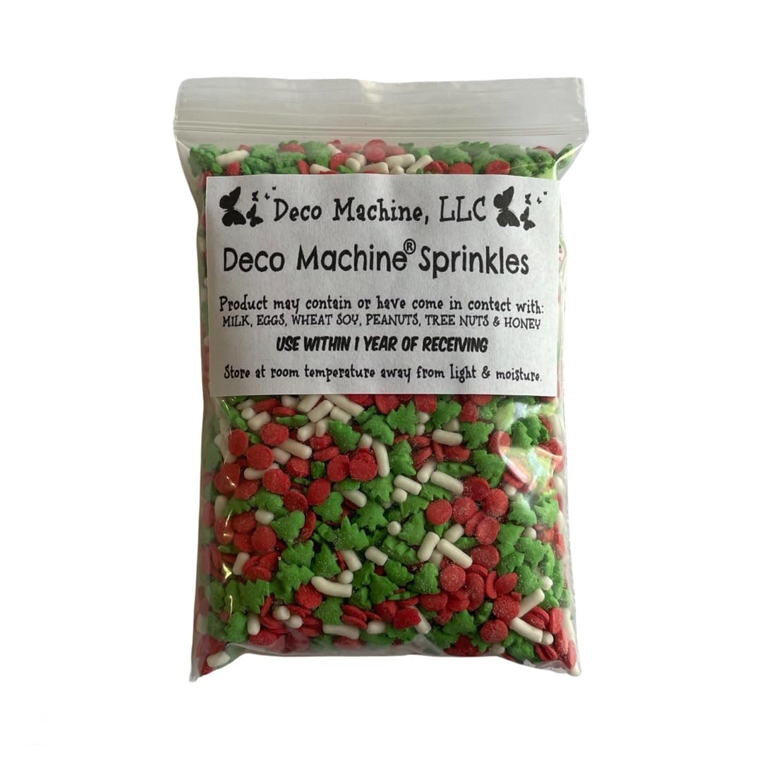 2 Ounce Christmas Trees Dots Ornament Quins Quinns Winter Sprinkles HolidayRed Green Frozen Blizzard Ice Snowflake Sprinkle Mix Third Cup