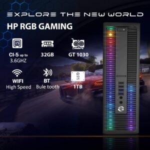 HP RGB Gaming Desktop Computer, Intel Quad Core I5-6500 up to 3.6GHz, GeForce GT 1030 2G, 32GB DDR4, 1T SSD, RGB Keyboard & Mouse, 600M WiFi & Bluetooth, Win 10 Pro (Renewed)