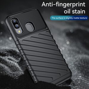 GTBDEKI Phone Case for Galaxy A40 Case, Samsung A40 SM-A405F Case with Screen Protector, Carbon Fiber Anti-Scratch Shockproof Flexible Rubber Silicone TPU Back Cover Cases for Samsung Galaxy A40 Black