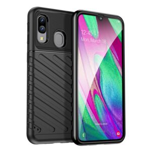 GTBDEKI Phone Case for Galaxy A40 Case, Samsung A40 SM-A405F Case with Screen Protector, Carbon Fiber Anti-Scratch Shockproof Flexible Rubber Silicone TPU Back Cover Cases for Samsung Galaxy A40 Black