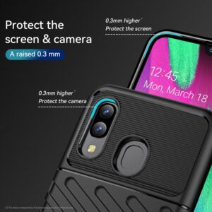 GTBDEKI Phone Case for Galaxy A40 Case, Samsung A40 SM-A405F Case with Screen Protector, Carbon Fiber Anti-Scratch Shockproof Flexible Rubber Silicone TPU Back Cover Cases for Samsung Galaxy A40 Black