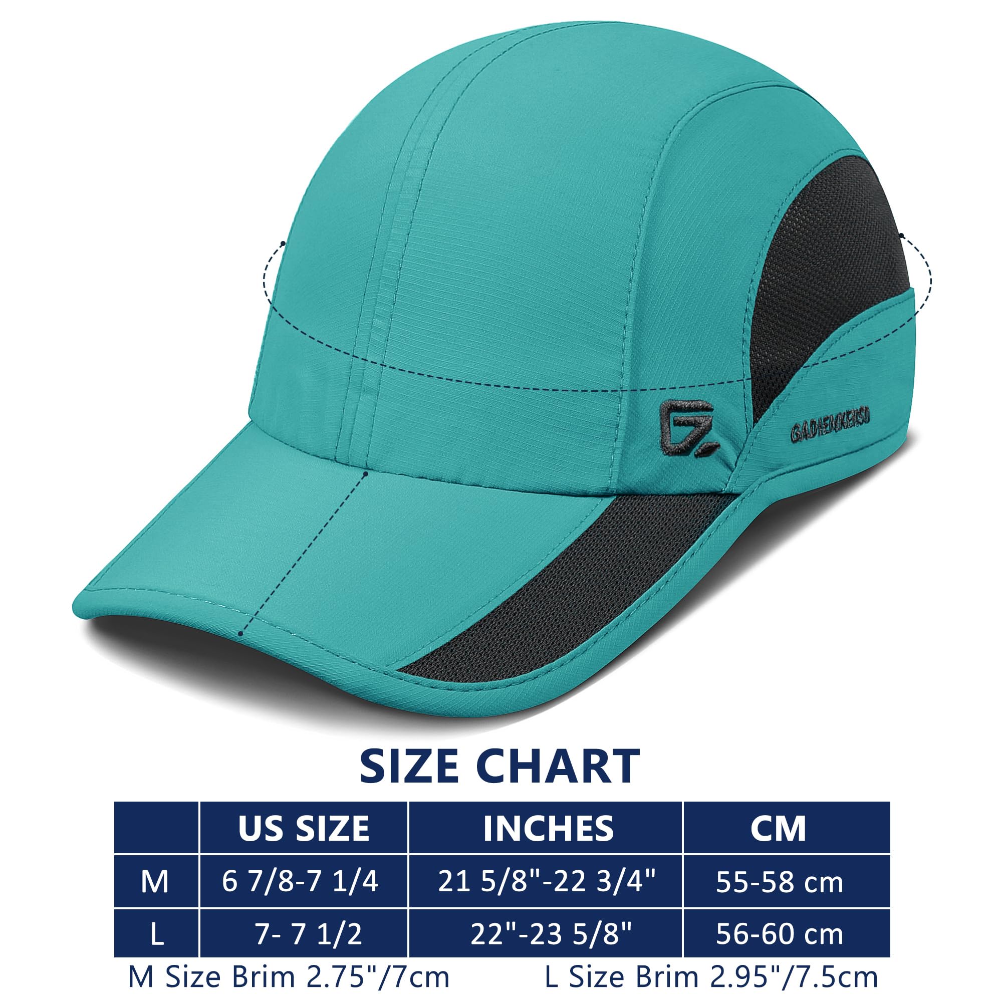 GADIEMKENSD Cooling Running Hat Quick Dry Summer Baseball Cap UPF50+ Sports Sun Caps Breathable Mesh Trucker Dad Hats Unstructured for Golf Tennis Hiking Gym Travel Camping Turquoise M