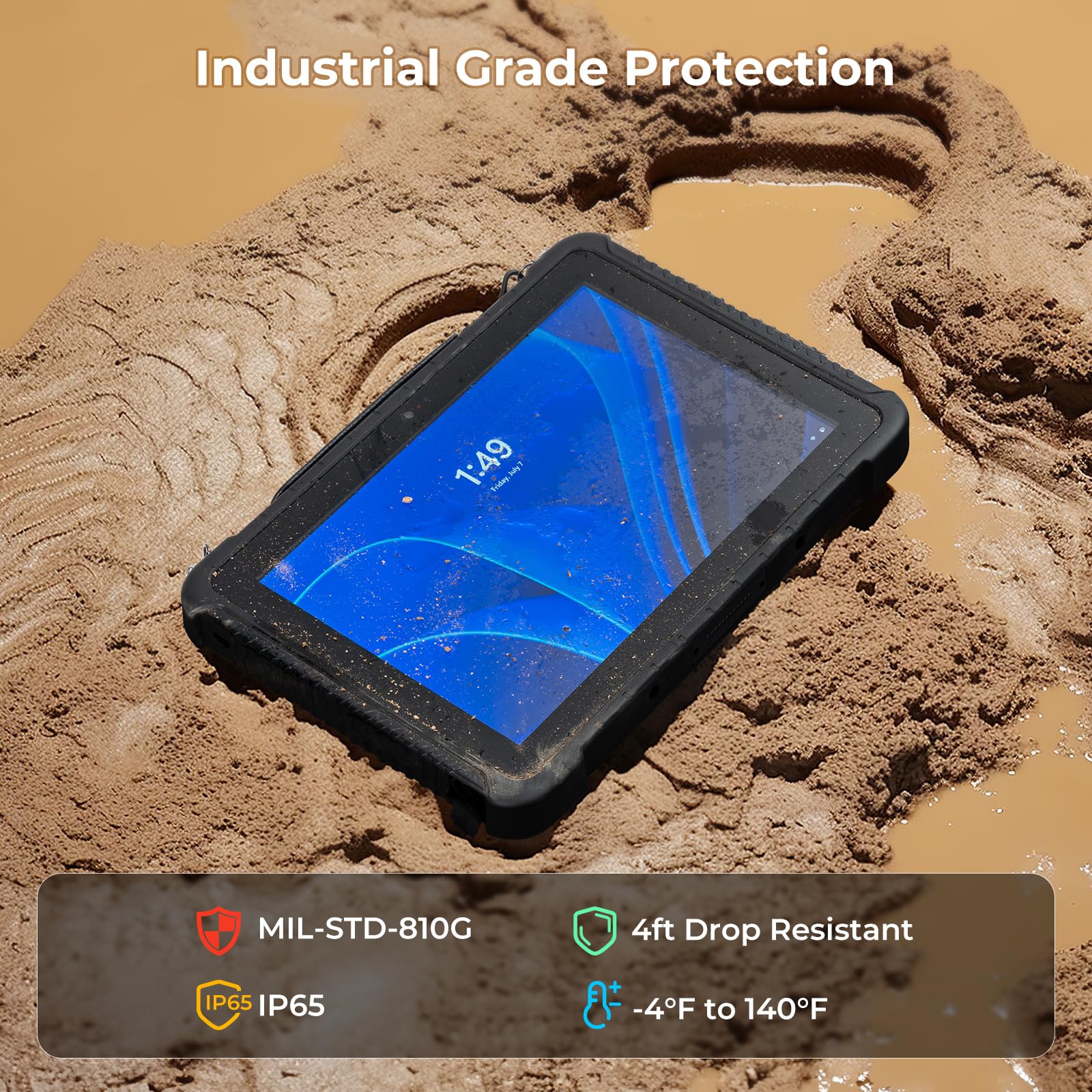 MUNBYN Rugged Tablet IRT08, 10.1 inch Windows Tablet, Windows 11 Pro, 8GB+128GB, Intel N5100,Sunlight Readable, 4G LTE GPS Heavy Duty Industrial Outdoor Work Tablet PC, BT5.1 Wi-Fi for Workers 2024