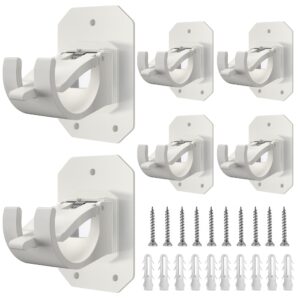 6pcs upgraded no drill curtain rod brackets no drilling curtain rod holders self adhesive curtain rod hooks nail free adjustable curtain hangers suitable for poles of 0.62~1.57 inch