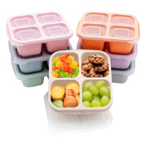 luriseminger 7 pack bento lunch box ，4 compartment snack containers，divided bento snack box，meal prep lunch containers, lunch box kids/toddle/adults,food storage containers for school, work and travel