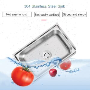 Freestanding Kitchen Sink, Commercial Restaurant Utility Sink Set, Stainless Steel Single Bowl Kitchen Sink, with Faucet (Size : 60x45cm/23.6x17.7in)