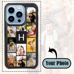 Design Card Wallet Phone Case for Apple iPhone 15 14 Pro Max Plus 13 Mini 12 11 XR XS X 8 7 SE 2022 Collage with Picture Photo Image Initial, Custom Leather iP Phone Cover ID Holder Magnet Button