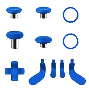 elite series 2 controller accessories，metal thumbsticks for xbox elite wireless controller series 2，accessories replacement include 4 swap joysticks, 4 paddles, 1 d-pads，2 accent rings (core blue)