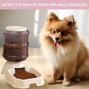 Automatic Pet Feeder & Waterer Set of 2 Pack, Self Feeding Replenish Dog Cat Bowls, Gravity Food & Water Storage Container Fountain Jug Pet Supplies Plastic Skid Proof Rubber Feet (Gery)