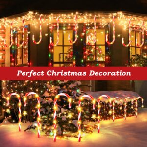 24 Pack Christmas Decorations Outside, Set of 12 KOOPER 19” Solar Candy Cane Christmas Decorations Outdoor Yard with 8 Modes and 144 Bright LED, Waterproof Christmas Candy Cane Lights Outdoor Pathway