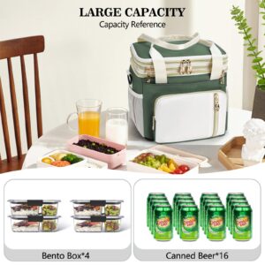 BAGNN Lunch Box for Women/Men, Expandable Insulated Lunch Bag Waterproof Leak-proof Cooler Tote for Work/Picnic/Beach,16L, Army Green