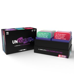 Uncoated Party Game for Adults Ages 21+, Hilarious, Social & Interactive Card Game for Game Night, Pre Games, Parties, & Gatherings, 4+ Players, 450+ Cards, Unfiltered Fun & No Sugarcoating