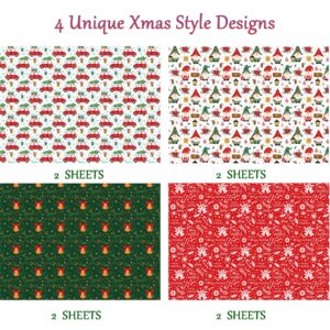 RiukRaiu Christmas Wrapping Paper For Kids Men Women Gift's.Xmas Design-Gift Wrap Contain Tree Car Snowflake Gnome Small Bell&Merry Christmas Font.8 Sheets 20 X 29 Inch, Folded Flat Not Roll…