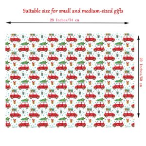 RiukRaiu Christmas Wrapping Paper For Kids Men Women Gift's.Xmas Design-Gift Wrap Contain Tree Car Snowflake Gnome Small Bell&Merry Christmas Font.8 Sheets 20 X 29 Inch, Folded Flat Not Roll…