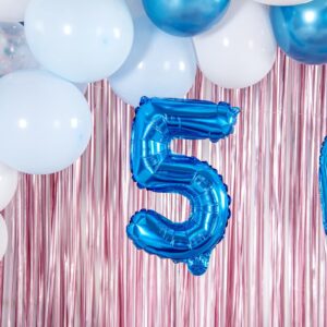 Restaurantware Balloonify 16 Inch Number Balloon 1 Digital Party Balloon - Number 5 Self-Sealing Blue Foil Mylar Balloon Hanging Film Decoration For Birthday Wedding Or Graduation