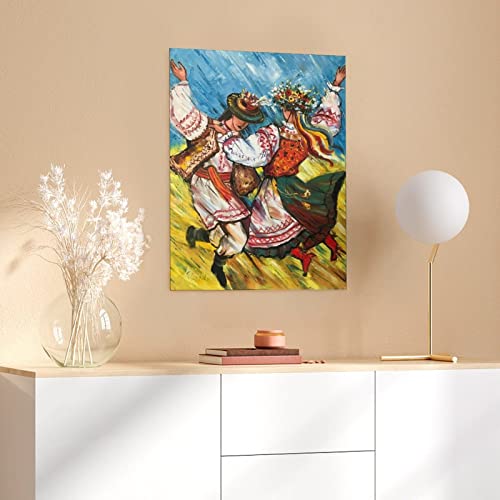 Ukrainian Folk Art Painting Ukrainian Wall Art Dancing Couple Oil Painting Ukrainian Flag Painting Wall Art Paintings Canvas Wall Decor Home Decor Living Room Decor Aesthetic 12x16inch(30x40cm) Unfr