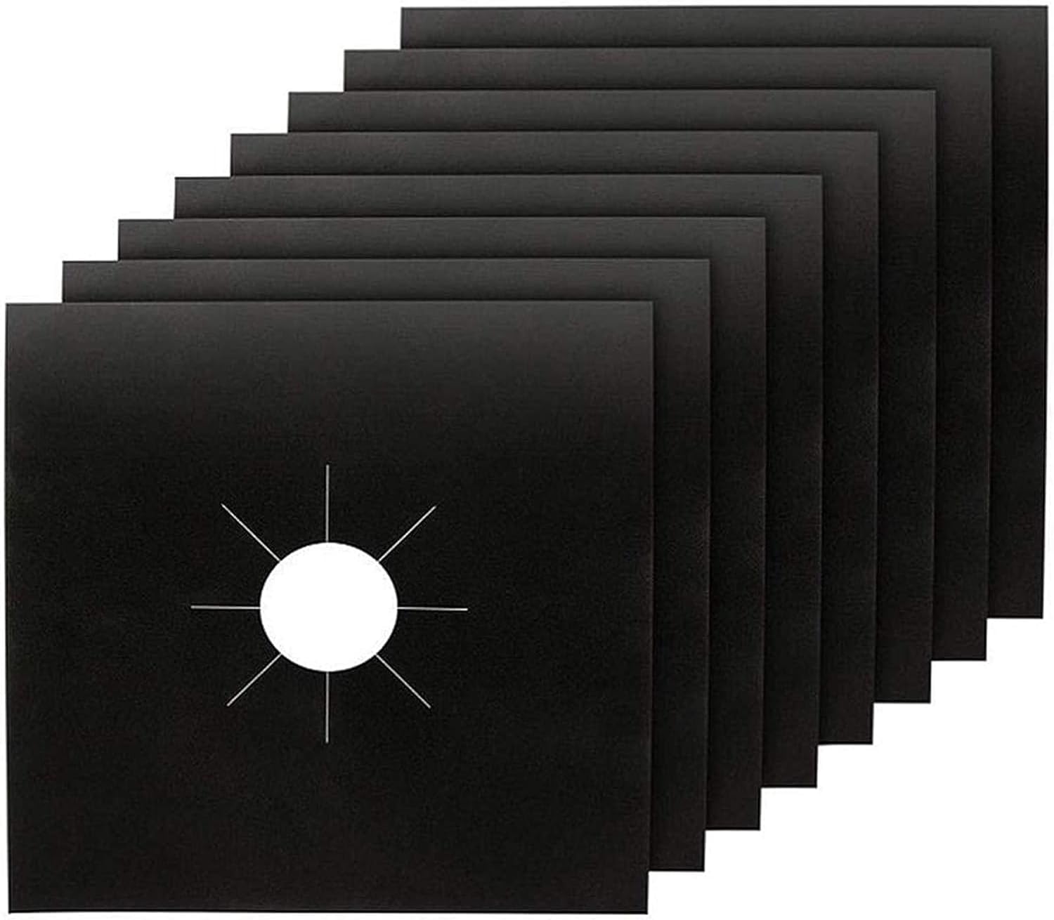 8pcs Gas range stove top burner protectors,0.2 MM Thickness stove top covers for gas burners,Non-Stick Stovetop Protector Liner Cover Reusable Dishwasher Safe Size 10.6” x 10.6” (Black 8pcs)