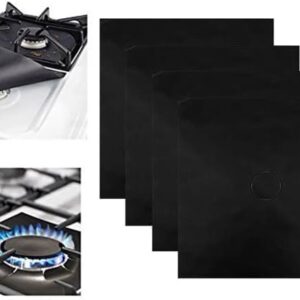 8pcs Gas range stove top burner protectors,0.2 MM Thickness stove top covers for gas burners,Non-Stick Stovetop Protector Liner Cover Reusable Dishwasher Safe Size 10.6” x 10.6” (Black 8pcs)