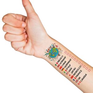 Drinking Around The World - Pack Of 4 Tattoo - Perfect For Trip To Epcot