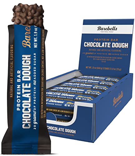 Barebells Protein Bars Chocolate Dough with 1g of Total Sugars - 12 Count, 1.9oz Bars - Snacks with 20g of High Protein - On The Go Protein Snack & Breakfast Bars