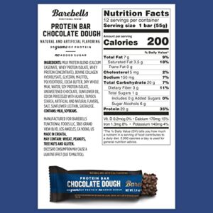 Barebells Protein Bars Chocolate Dough with 1g of Total Sugars - 12 Count, 1.9oz Bars - Snacks with 20g of High Protein - On The Go Protein Snack & Breakfast Bars