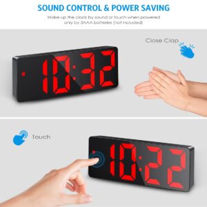 Olipiter Newest Digital Alarm Clock, LED Digital Clocks for Bedrooms, Electronic Desk Clock with Temperature Display, Adjustable Brightness, Voice Control, 12/24H Display for Home,Office