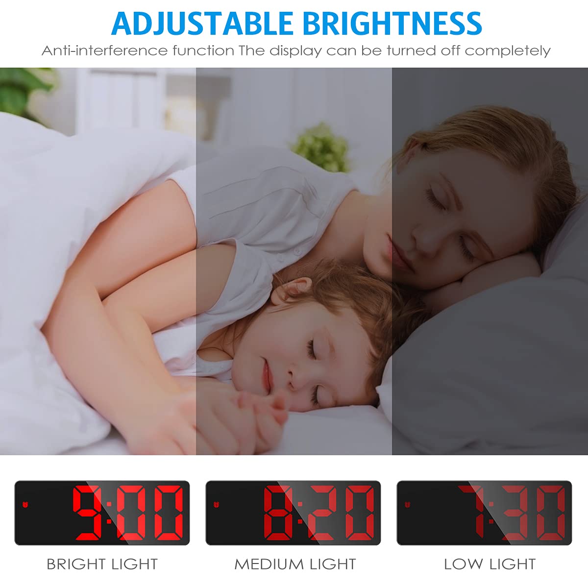 Olipiter Newest Digital Alarm Clock, LED Digital Clocks for Bedrooms, Electronic Desk Clock with Temperature Display, Adjustable Brightness, Voice Control, 12/24H Display for Home,Office