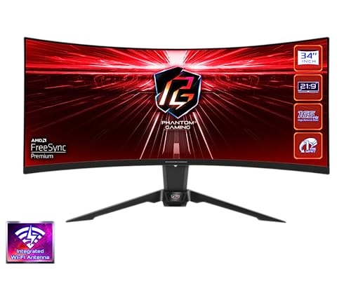 ASRock Curved Phantom Gaming Monitor, 27 inch FHD 1920 x 1080 240 Hz (144Hz and Higher) Adaptive Sync Built-in Speakers, PG27F15RS1A