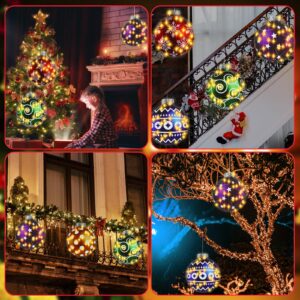 Baquler 5 Pcs 12 Inch Christmas Ball Window Lights Decorations Lighted Holiday Window Silhouette 8 Modes USB Powered with Remote Timer Light up Christmas Display Hanging Ornaments for Indoor Outdoor