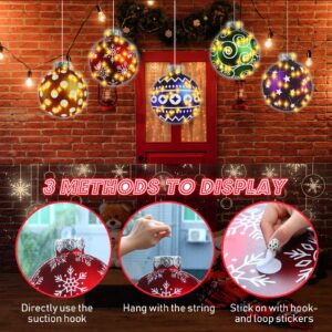 Baquler 5 Pcs 12 Inch Christmas Ball Window Lights Decorations Lighted Holiday Window Silhouette 8 Modes USB Powered with Remote Timer Light up Christmas Display Hanging Ornaments for Indoor Outdoor