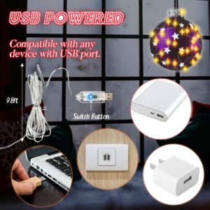 Baquler 5 Pcs 12 Inch Christmas Ball Window Lights Decorations Lighted Holiday Window Silhouette 8 Modes USB Powered with Remote Timer Light up Christmas Display Hanging Ornaments for Indoor Outdoor