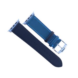 H2N Handmade Full Grain Leather Bands compatible with Apple Watch band 49mm / 45mm / 44mm / 42mm / 41mm / 40mm / 38 mm (38/40/41mm, Black/Navy blue)