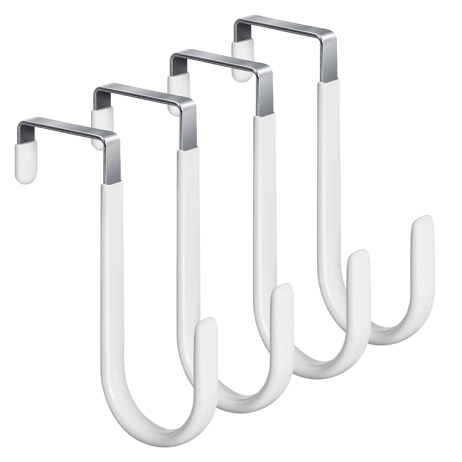 4 Pack Over The Door Hooks, 4.96Inch Hooks for Hanging Heavy Duty Door Hanger, Towel Hanger Hook Holders, Over Door Hangers Hooks Door Hanger Hooks for Hanging Clothes, Towels, Hats,Coats,Bags (White)