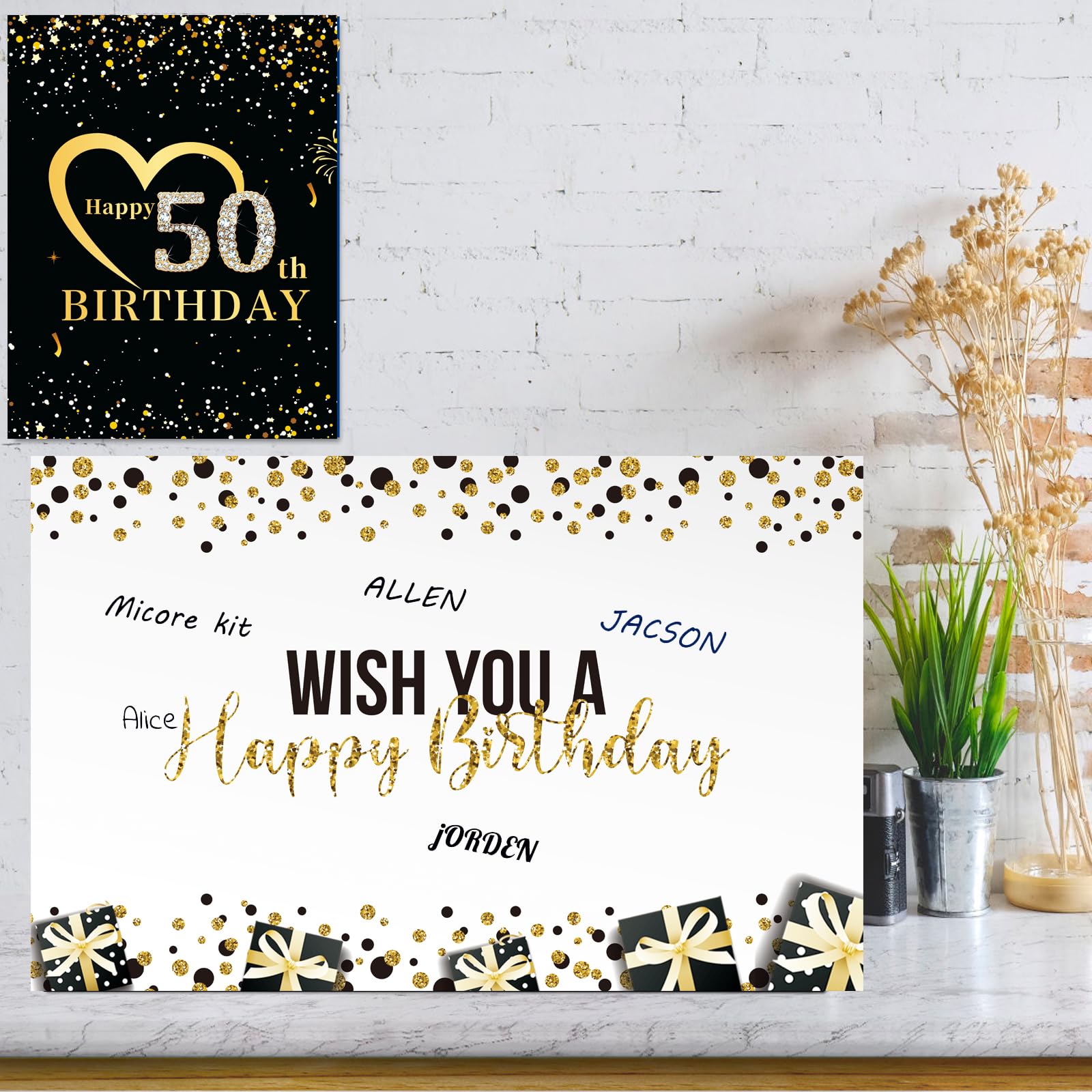 Jumbo 30th Birthday Card with Envelope, Giant Birthday Party Greeting Card, Extra Large Guest Book Message Greeting Cards,Big Birthday Gifts Card for Women Men,Happy Birthday Party Decorations