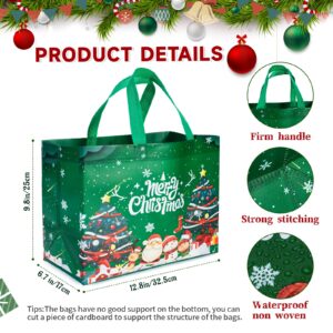 Iioscre 8PCS Large Christmas Gift Bags With Handles, Non-Woven Reusable Holiday Treat Bags for Party and New Year Gifts, 12.8 x 9.8 x 6.7in