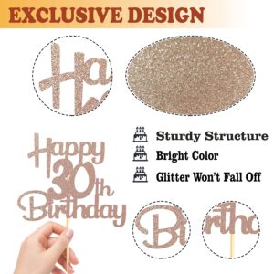 Sotpot Happy 30th Birthday Cake Topper Rose Gold Glitter 30th Cake Toppers 30 Birthday Cake Decorations Cheers to 30 Fabulous Party Cake Picks - 1 Pack