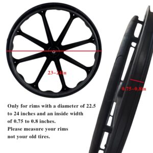 (1 Pair) Wheelchair Rear Wheel Replacement Tire, Wheelchair Tire, 24 "X 1" Universal Flat-Free Polyurethane Tire, Suitable For Manual Wheelchair Tire Replacement