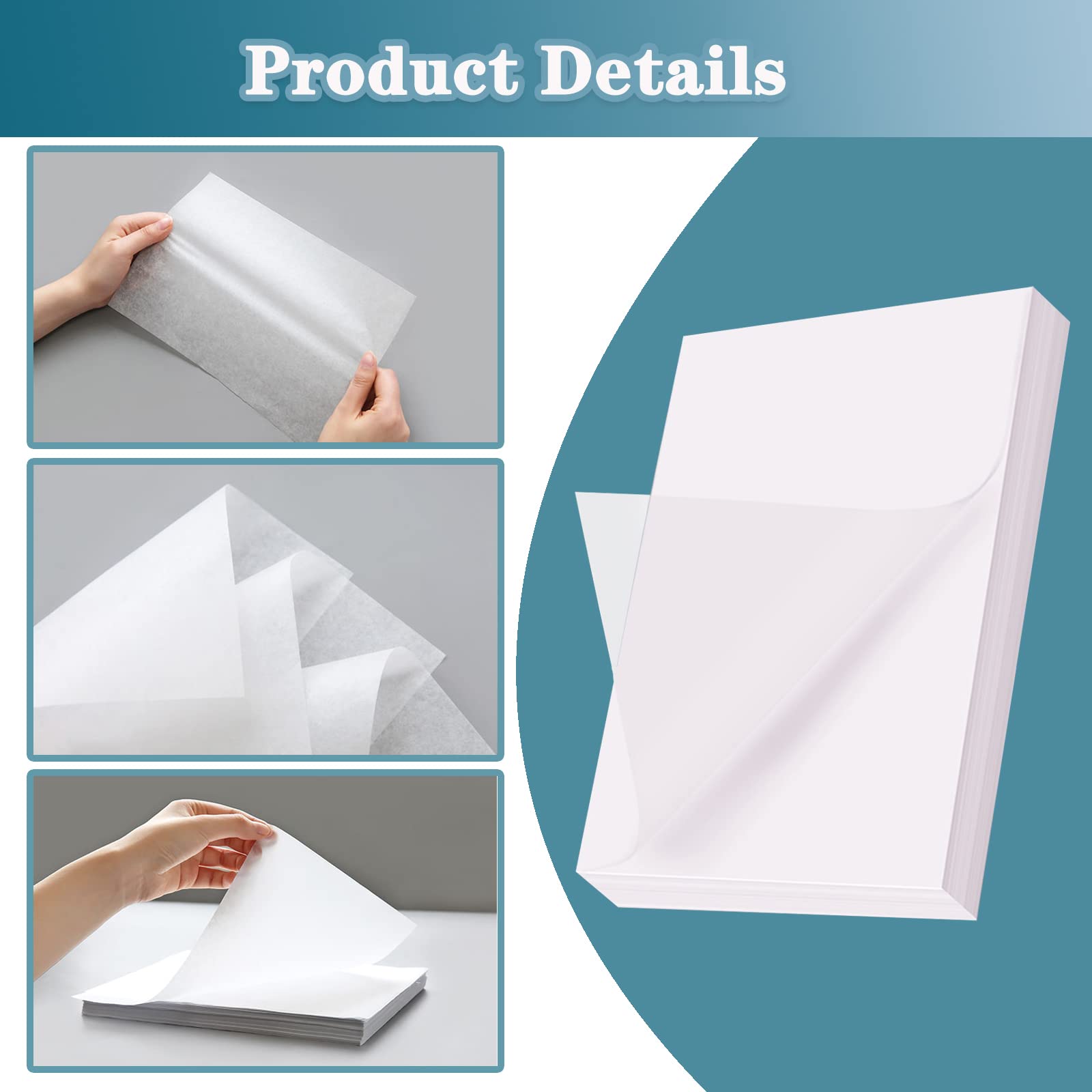 Tracing Paper, Drawing Paper 100 Sheets Transfer Paper A4 Size 8.3x11.7 Inches Tracing Paper Pad White Translucent Paper Drafting Paper for Preliminary Drawing Sketching Images for Pencil Ink Markers