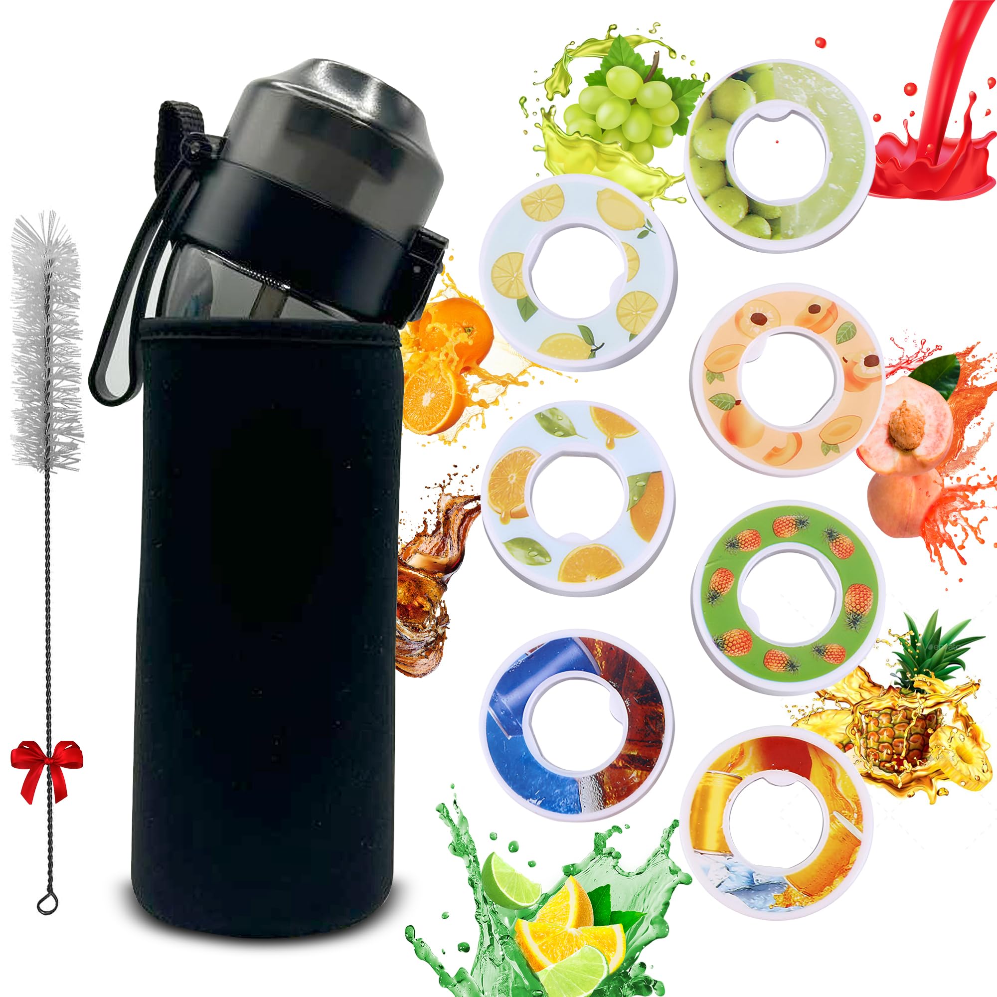 Water Bottle With Flavor Pods, BPA FREE, Air Water Bottle, Tritan, Water Bottle 650 ML, Sports Water Bottle (Black)