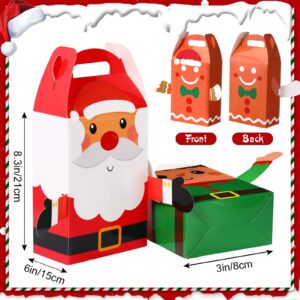 Harloon Christmas Gift Boxes Kid Bulk Xmas Nutcracker Santa Snowman Reindeer Elf 3D Cardboard with Handle Party Presents Cute Empty Packaging Supplies,12 x 6 x 3.1 Inch(24 Pcs)