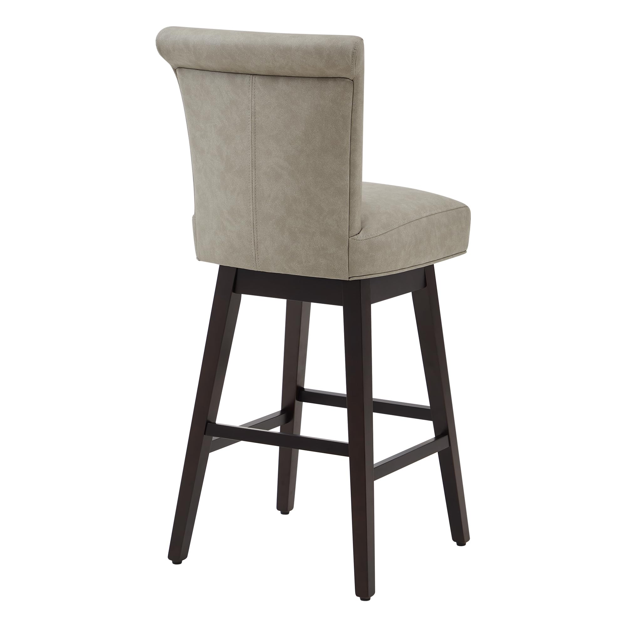 CHITA 30 Inch Counter Height Swivel Bar Stools Set of 2, FSC Certified Modern Upholstered Faux Leather Swivel Barstool Chairs with Back, Stone Grey