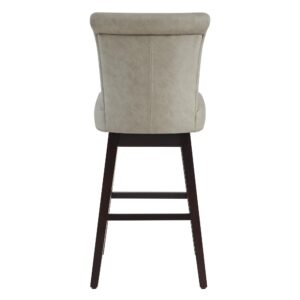 CHITA 30 Inch Counter Height Swivel Bar Stools Set of 2, FSC Certified Modern Upholstered Faux Leather Swivel Barstool Chairs with Back, Stone Grey