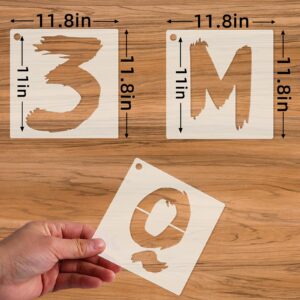 36Pcs Letter Stencils for Painting, Reusable Numbers & Alphabet Stencils,Spray Painting Stencils,Letter Stencils for Wood,Wall,Fabric,Rock,Chalkboard,Signage (11 inch,Cursive)