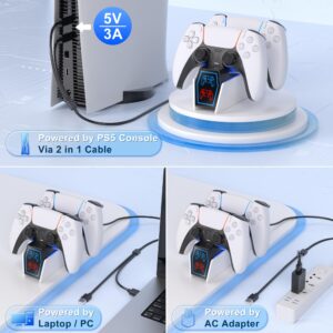 heclynis PS5 Charging Station, Fast PS5 Controller Charger with 5V/3A Adapter, Dual PS5 Controller Charger Station for Dualsense/DualSense Edge