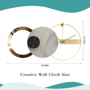 PSYCHE GOD Extra Modern Large Wall Clock 33 inch Black and Gold Battery Operated Decorative Wall Clocks European Style Living Room Metal Silent Big Clocks for Wall,Home,Bedroom