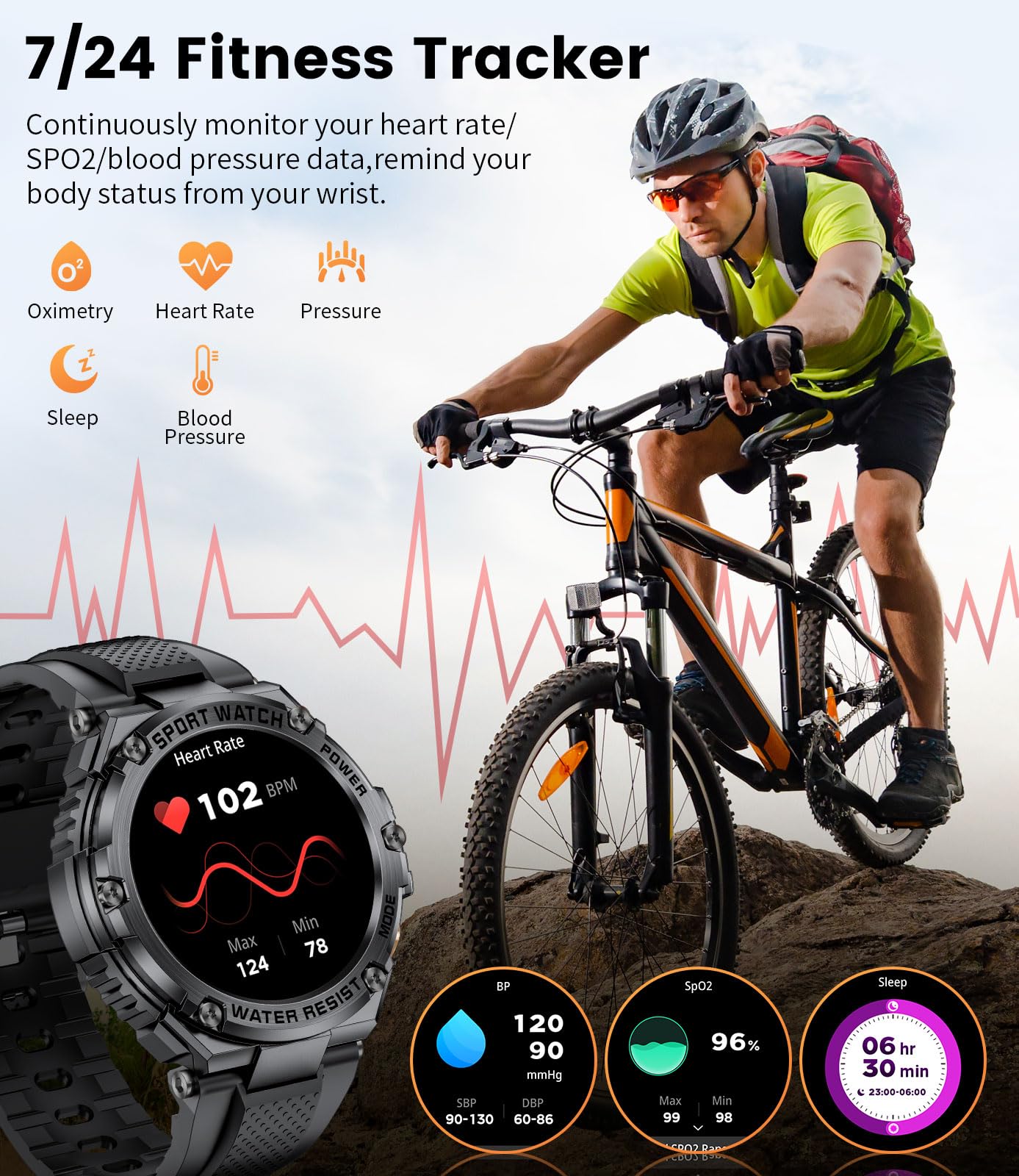 LIGE Military Smart Watches for Men with Call, 5ATM Waterproof 800mAh Extra-Large Battery Fitness Watch with Heart Rate/SpO2/Sleep Monitor, 1.5'' HD DIY Screen Smartwatch for Android iOS